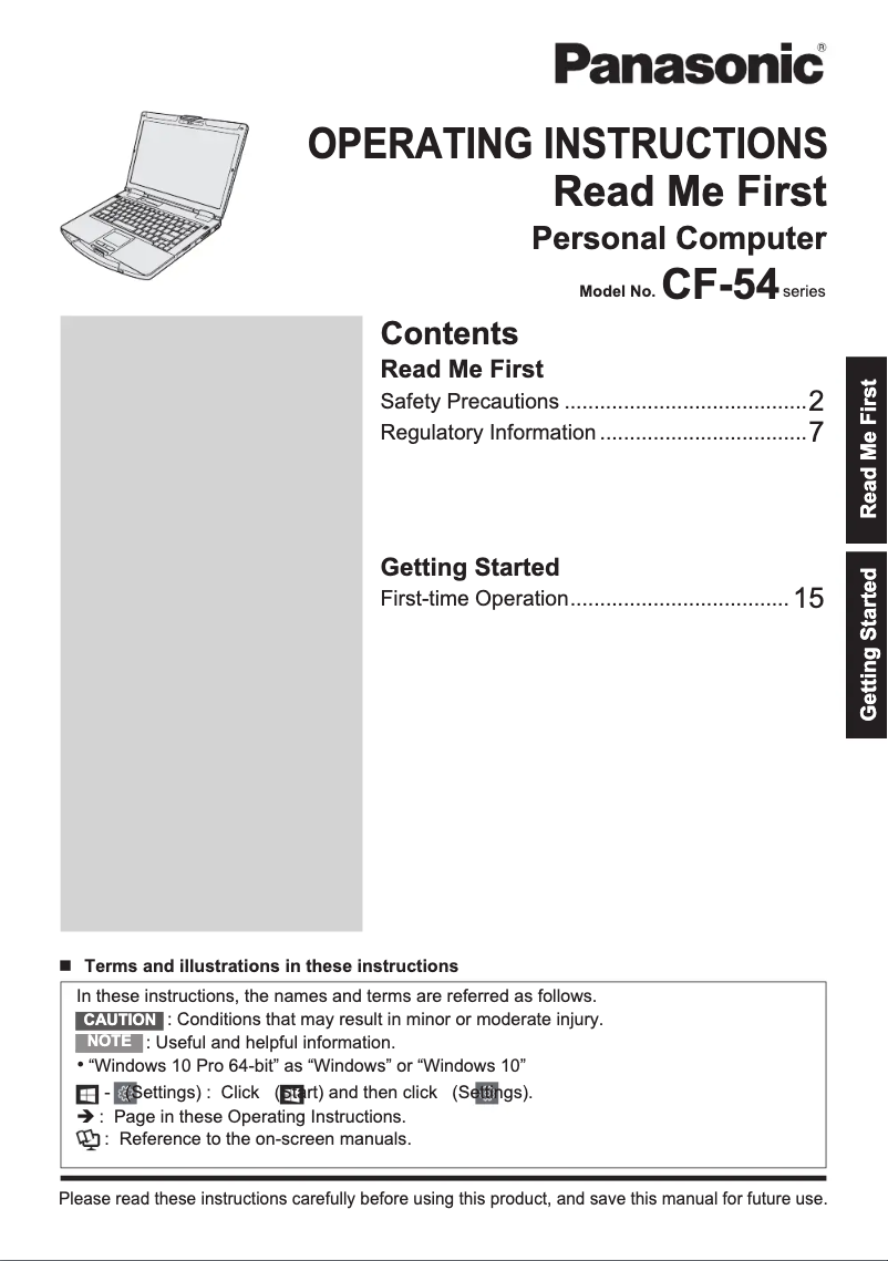 Página 1 del manual Manual de usuario Panasonic CF-54