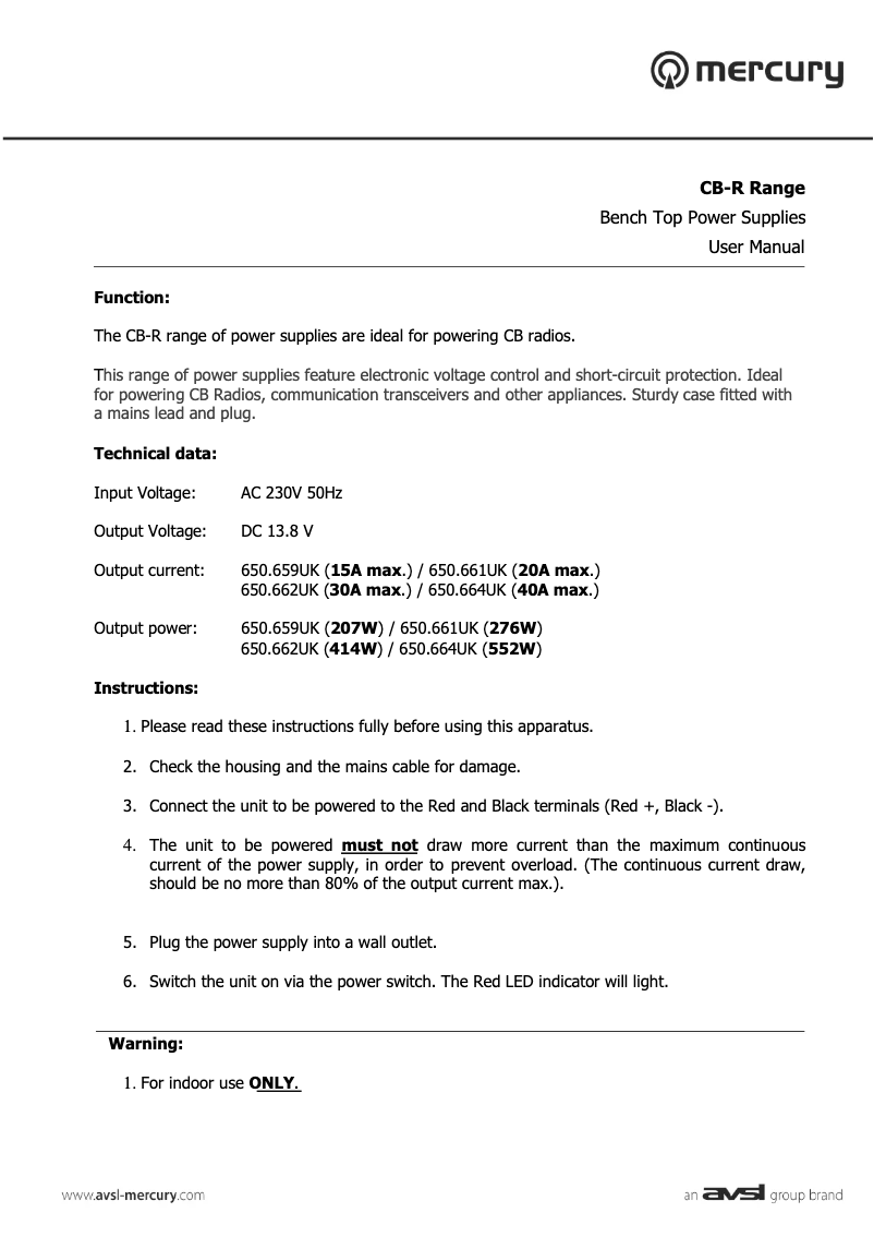 Página 1 del manual Manual de usuario Mercury CB-R20
