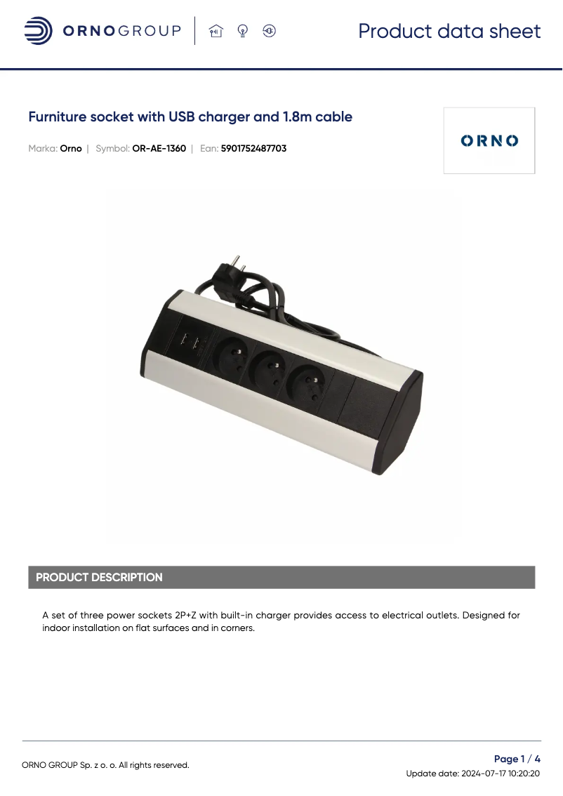 Imagen de la primera página del manual del dispositivo OR-AE-1360