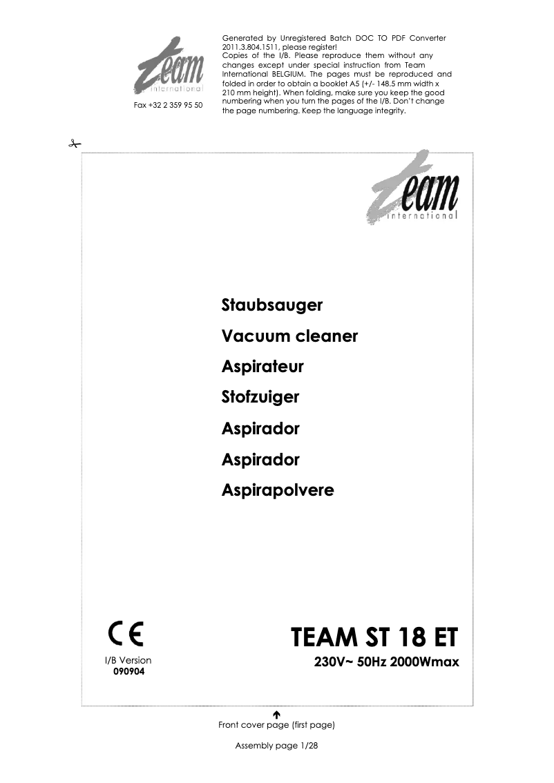 Imagen de la primera página del manual del dispositivo ST 18 ET