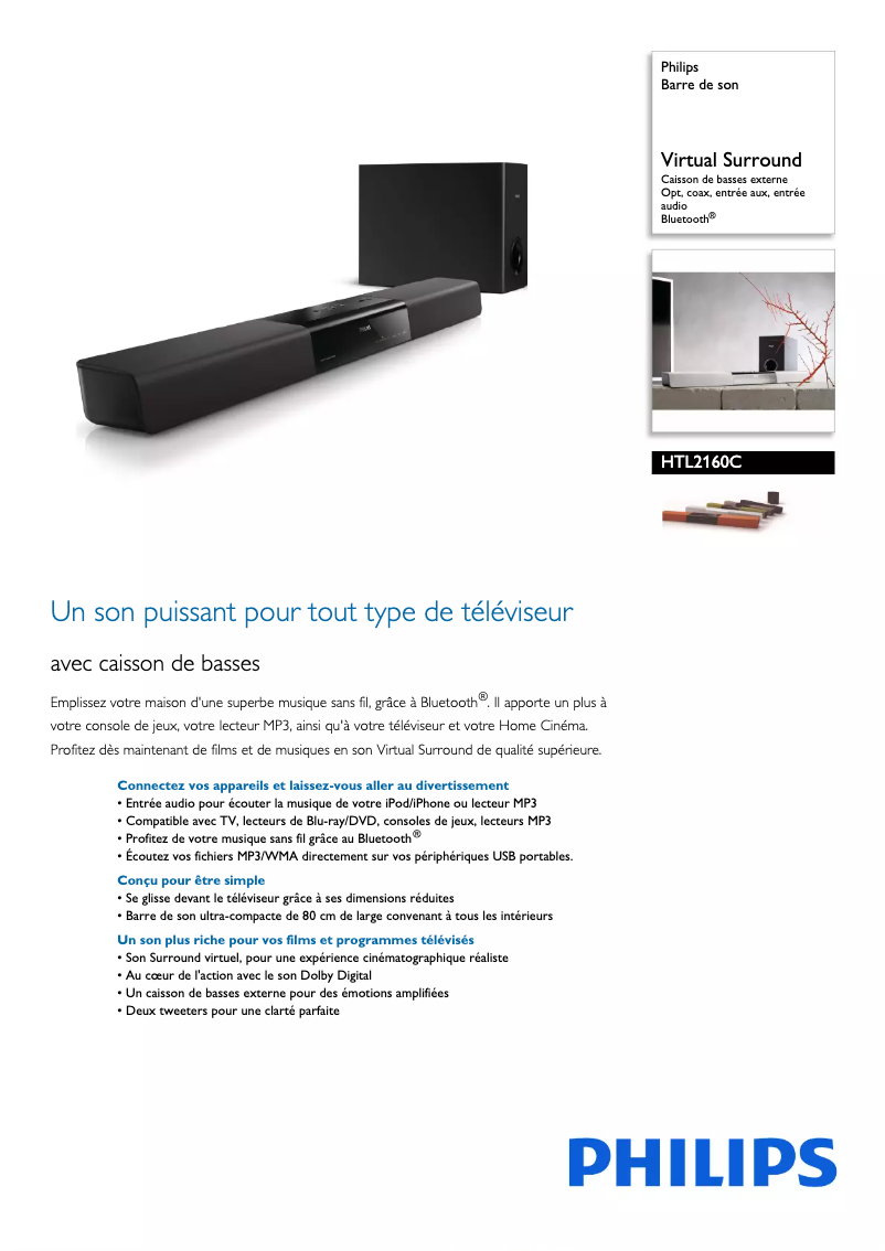 Página 1 del manual Ficha técnica Philips HTL2160C