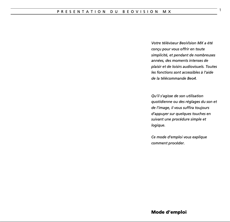 Página nº 1 - Manual de usuario Bang & Olufsen BeoVision MX 6000