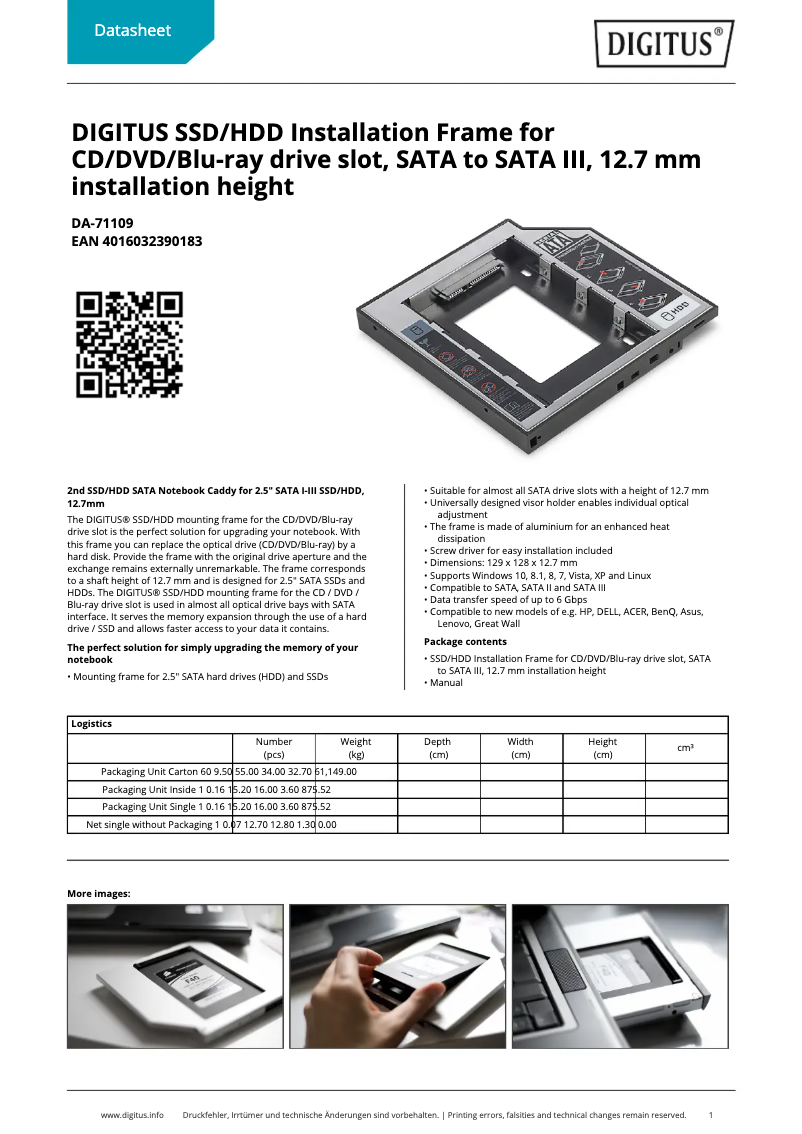 Página 1 del manual Ficha técnica Digitus DA-71109