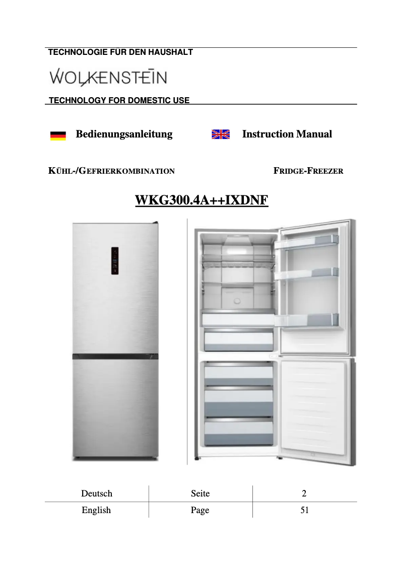 Imagen de la primera página del manual del dispositivo WKG300.4A++IXDNF