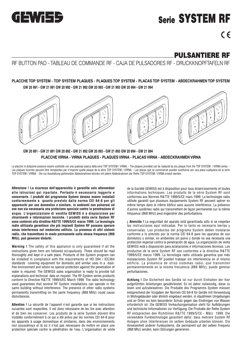 Página 1 del manual Manual de usuario Gewiss GW20483