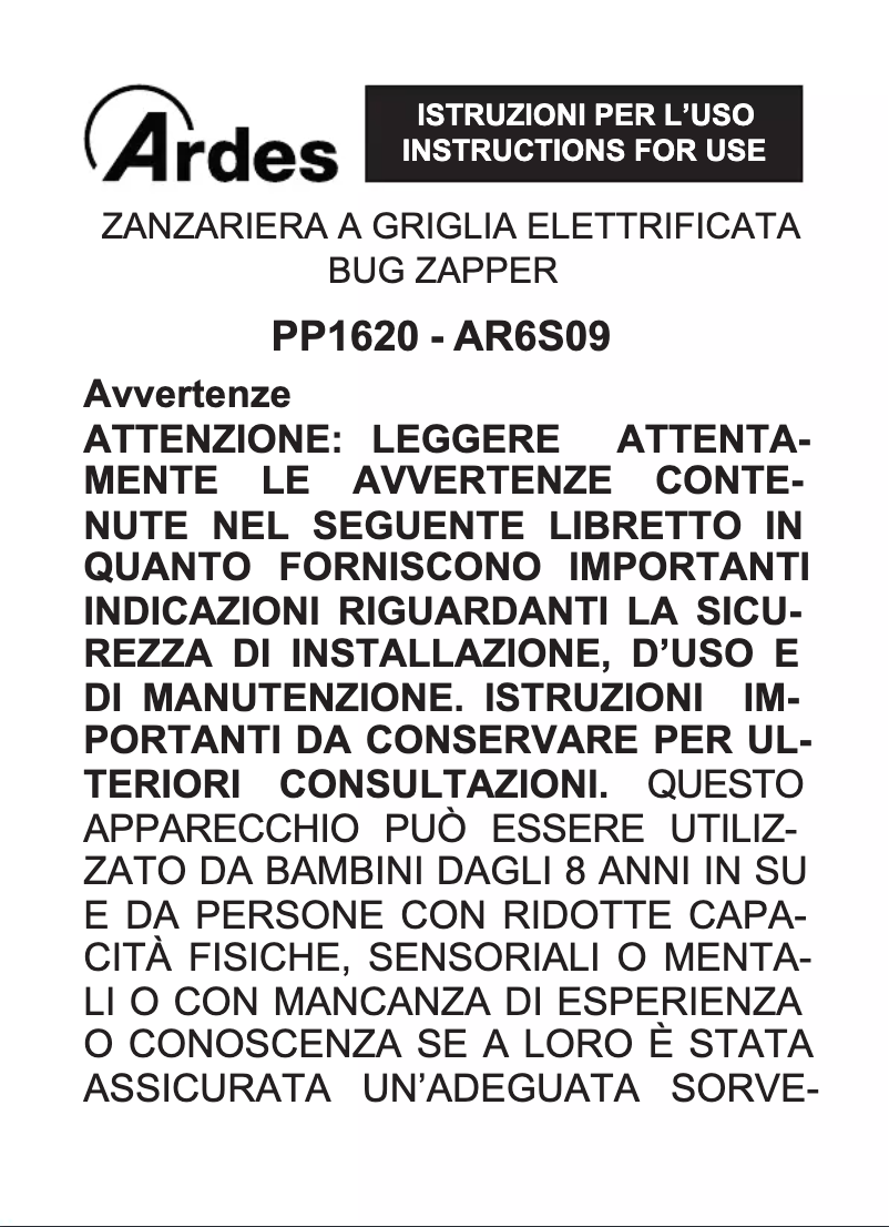 Imagen de la primera página del manual del dispositivo AR6S09