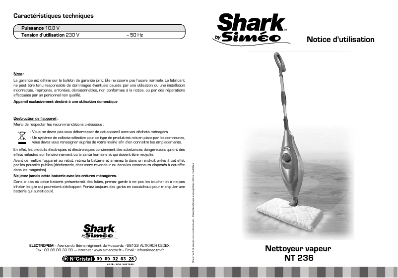 Imagen de la primera página del manual del dispositivo Shark