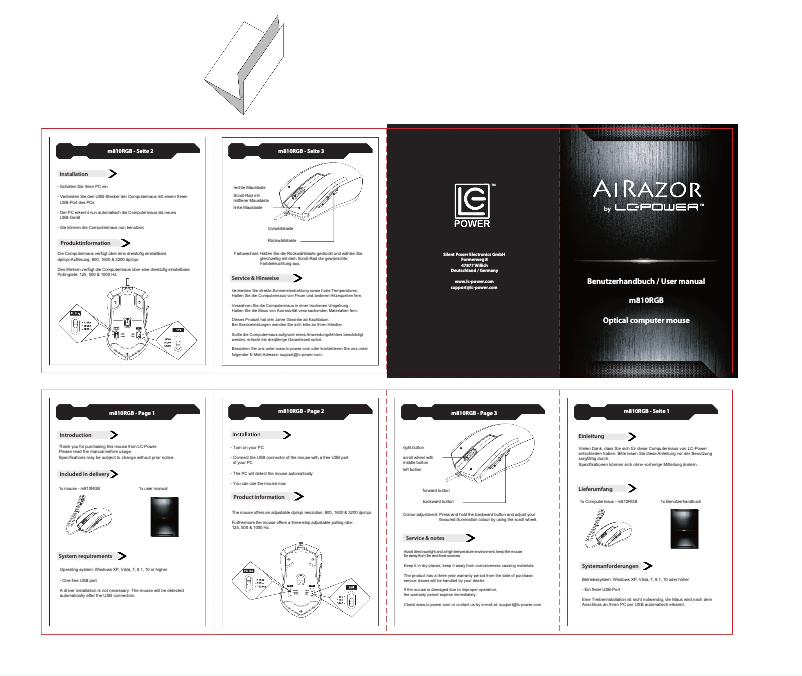 Imagen de la primera página del manual del dispositivo AiRazor m810RGB