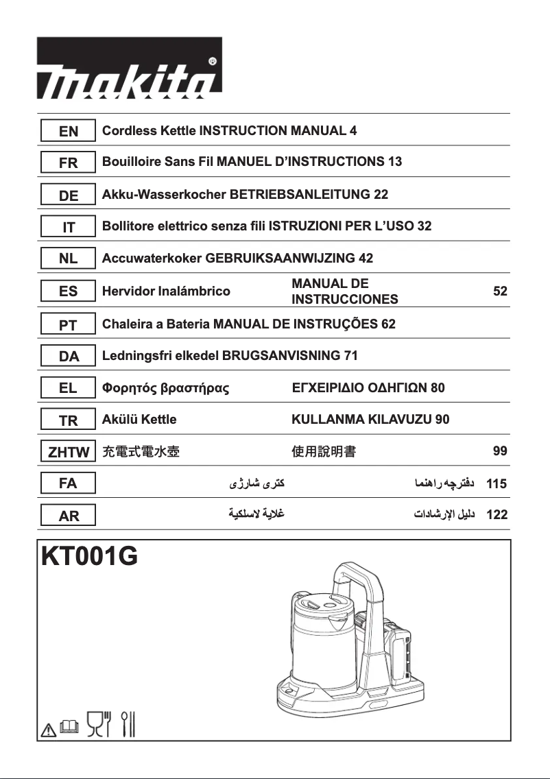 Página 1 del manual Manual de usuario Makita KT001GZ