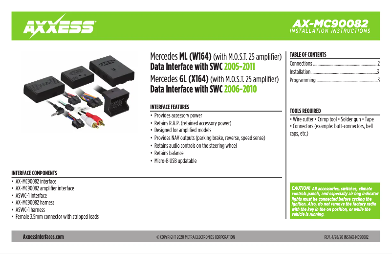Página 1 del manual Manual de usuario Metra AX-MC90082