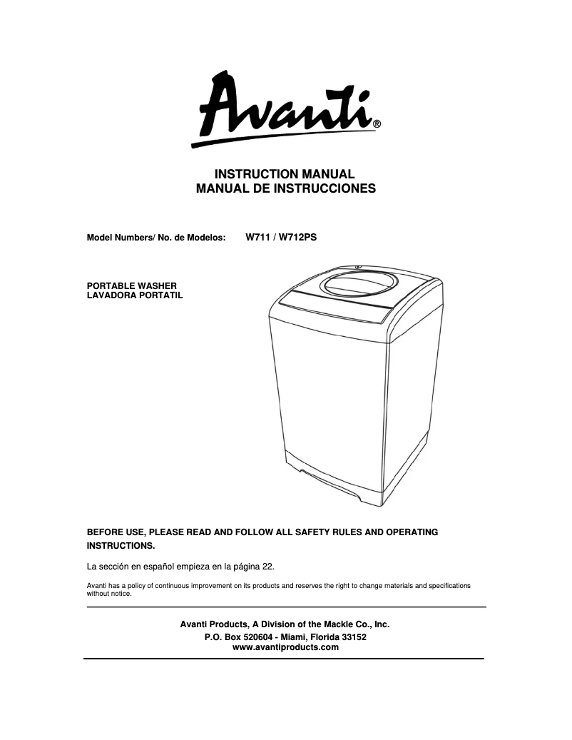 Imagen de la primera página del manual del dispositivo W711