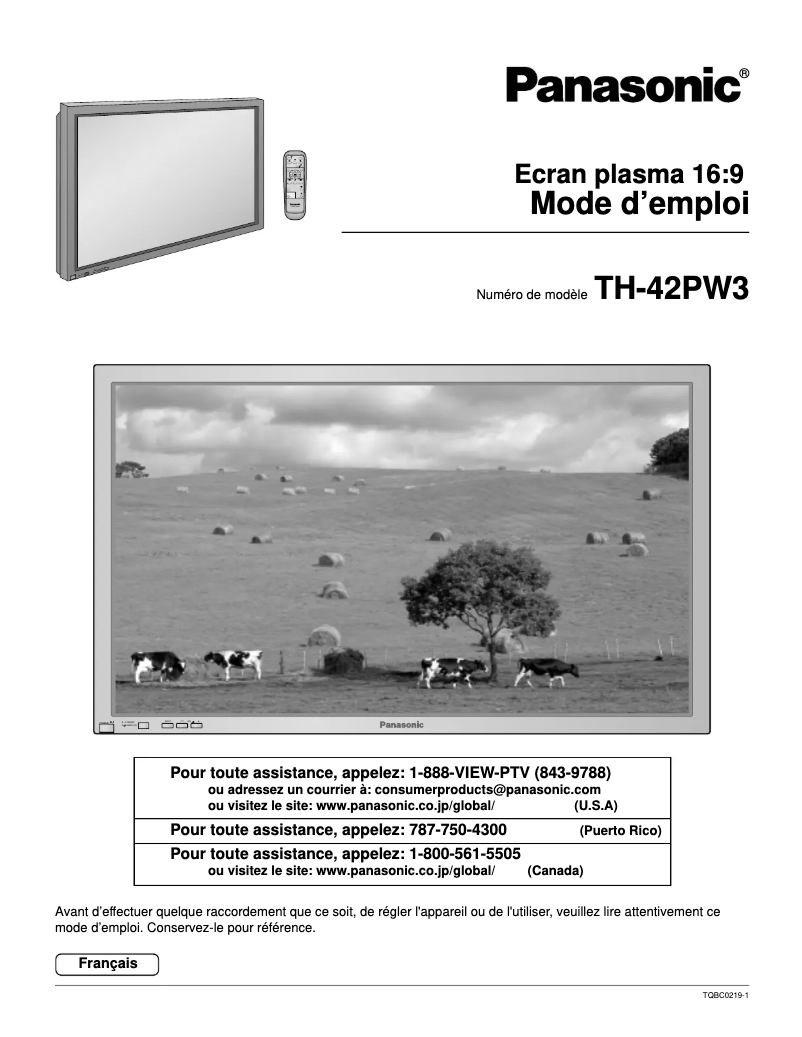 Imagen de la primera página del manual del dispositivo TH-42PW3U