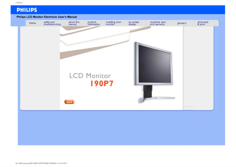 Imagen de la primera página del manual del dispositivo Brilliance 190P7ES