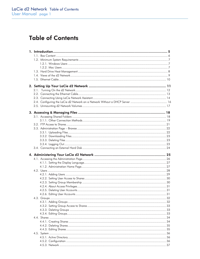 Imagen de la primera página del manual del dispositivo d2 Network