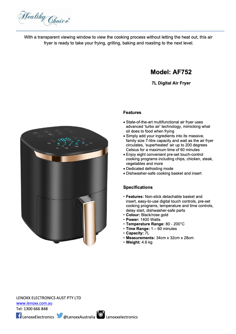 Imagen de la primera página del manual del dispositivo AF752
