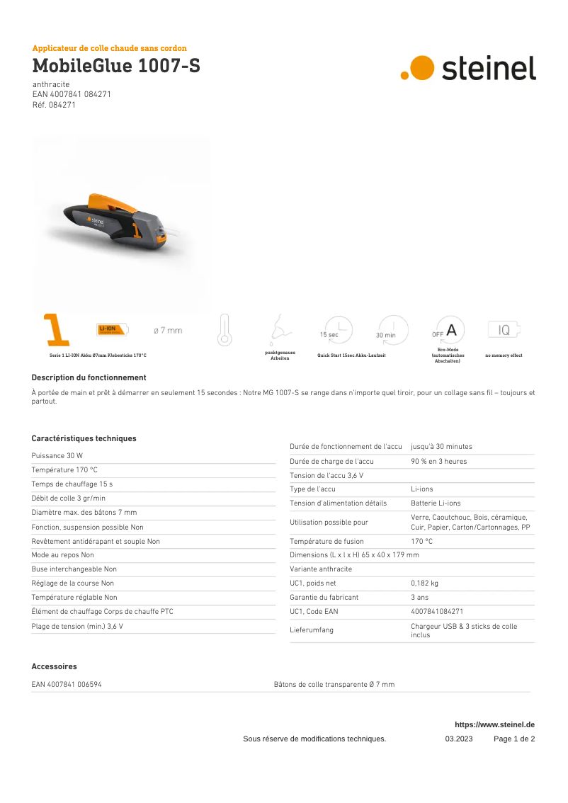 Imagen de la primera página del manual del dispositivo MobileGlue 1007
