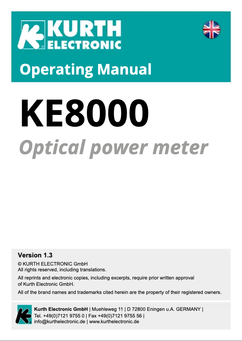Imagen de la primera página del manual del dispositivo KE8001