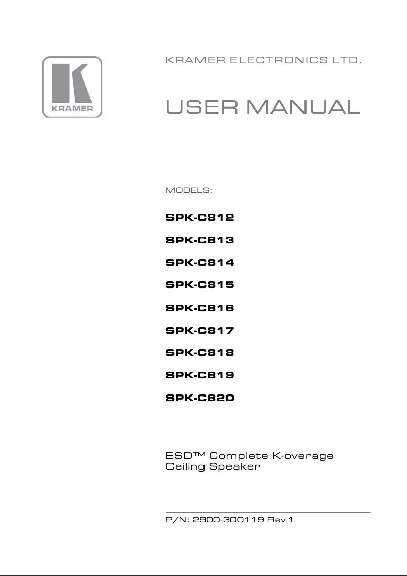 Página 1 del manual Manual de usuario Kramer SPK-C819