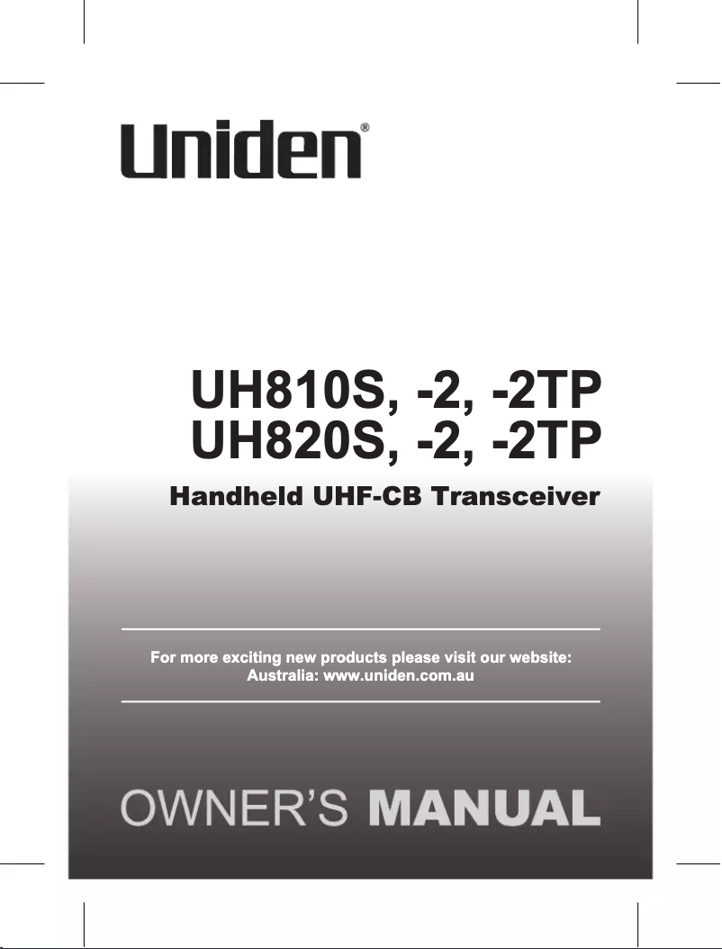 Página 1 del manual Manual de usuario Uniden UH810S-2TP