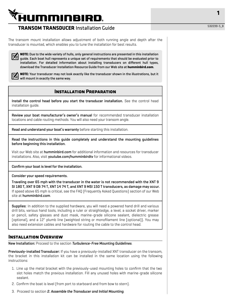 Página nº 1 - Guía de instalación Humminbird HELIX 9 CHIRP GPS G2N