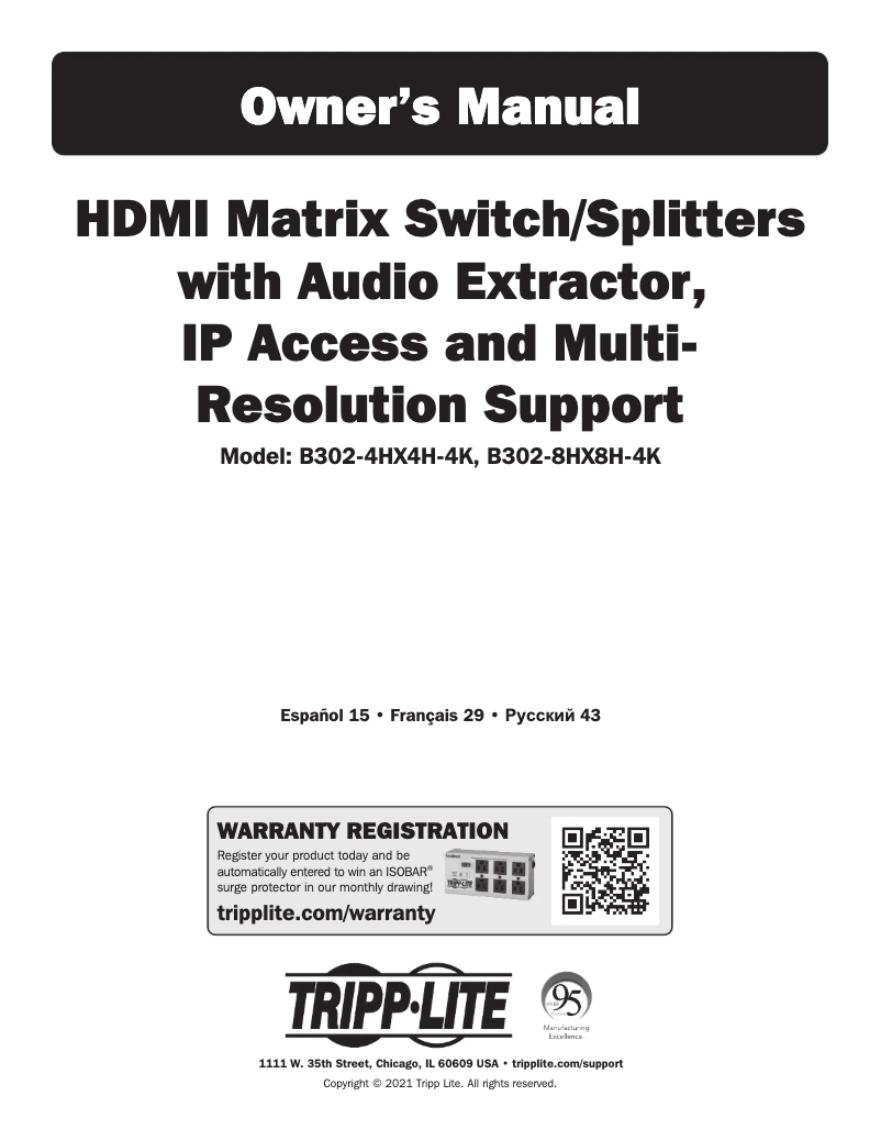 Página nº 1 - Manual de usuario Tripp Lite B302-8HX8H-4K