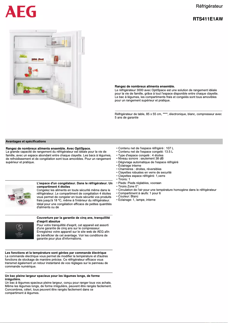Imagen de la primera página del manual del dispositivo RTS411E1AW