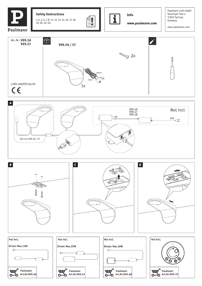 Página 1 del manual Manual de usuario Paulmann 999.57