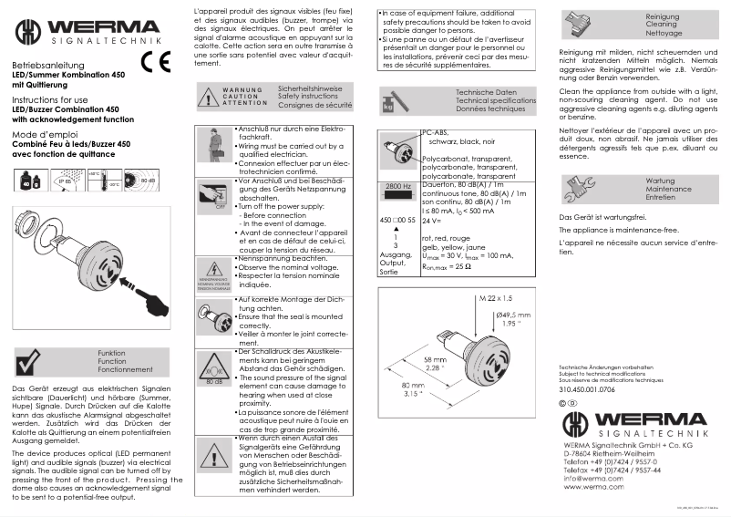 Imagen de la primera página del manual del dispositivo 450.100.55