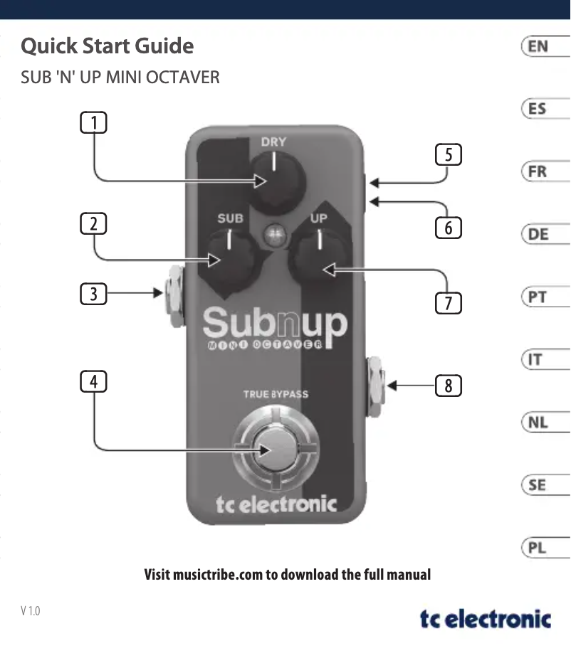 Imagen de la primera página del manual del dispositivo Sub'N'Up Mini Octaver