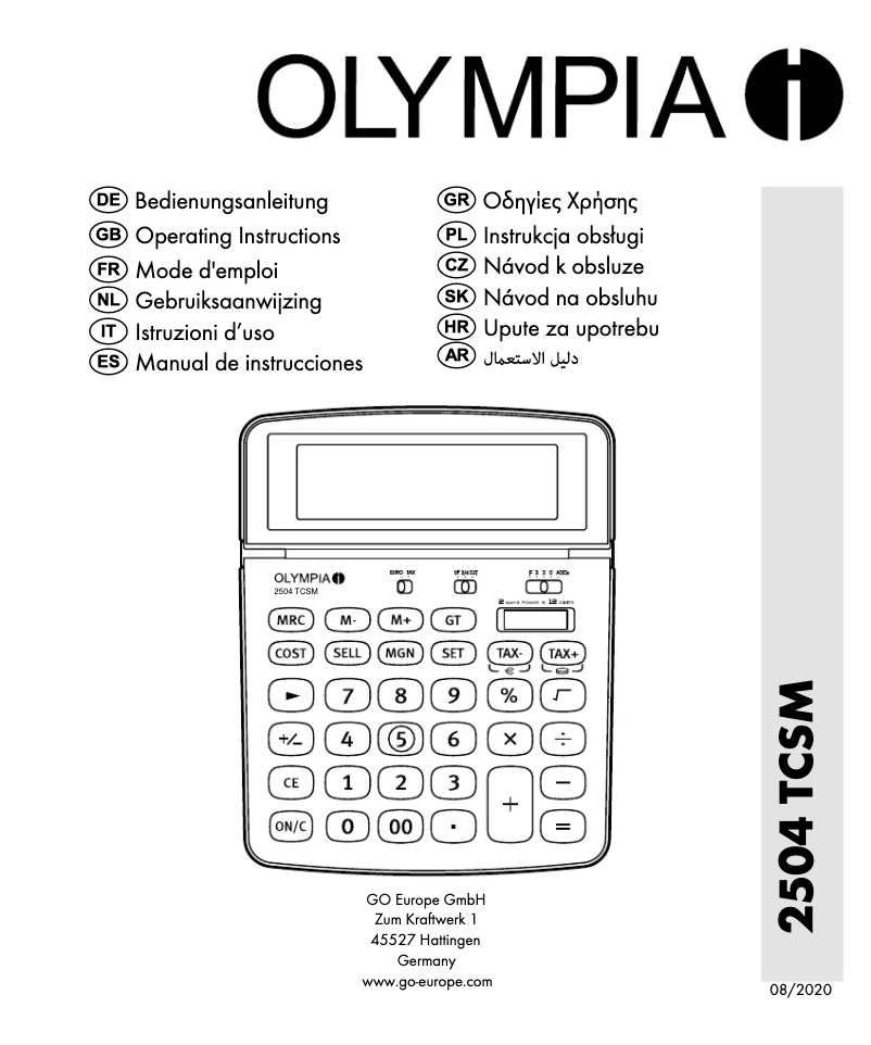 Imagen de la primera página del manual del dispositivo 2504