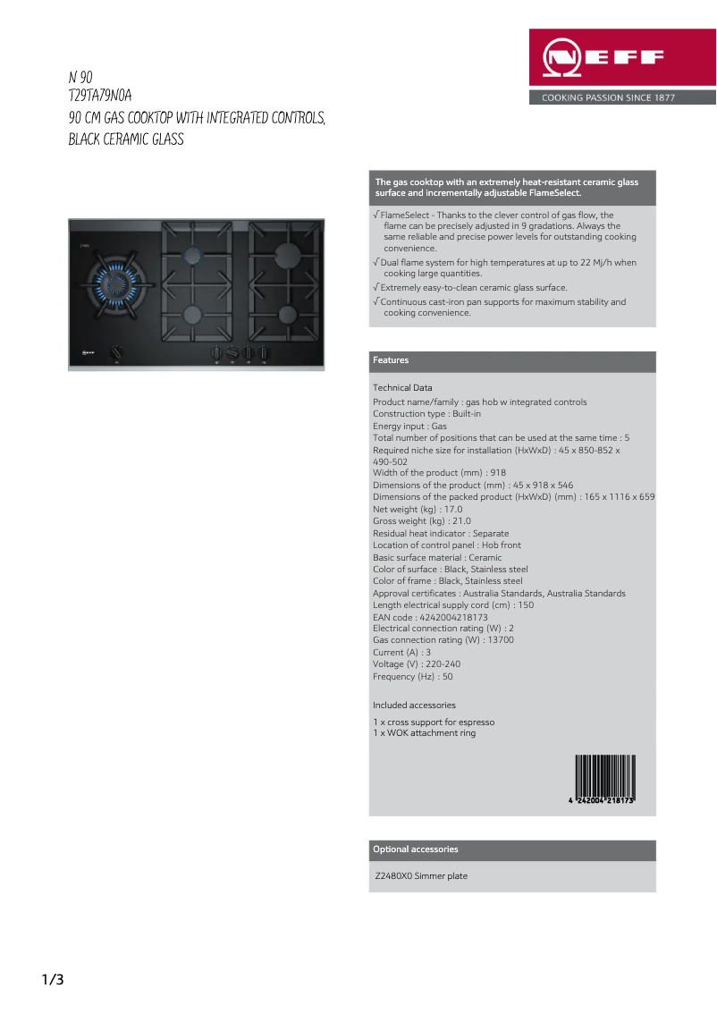 Imagen de la primera página del manual del dispositivo T29TA79N0A