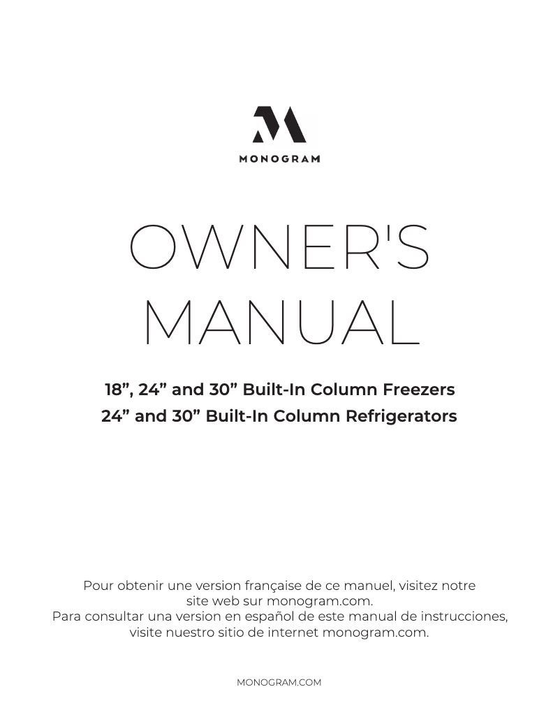 Página nº 1 - Manual de usuario Monogram ZIR241NPNII