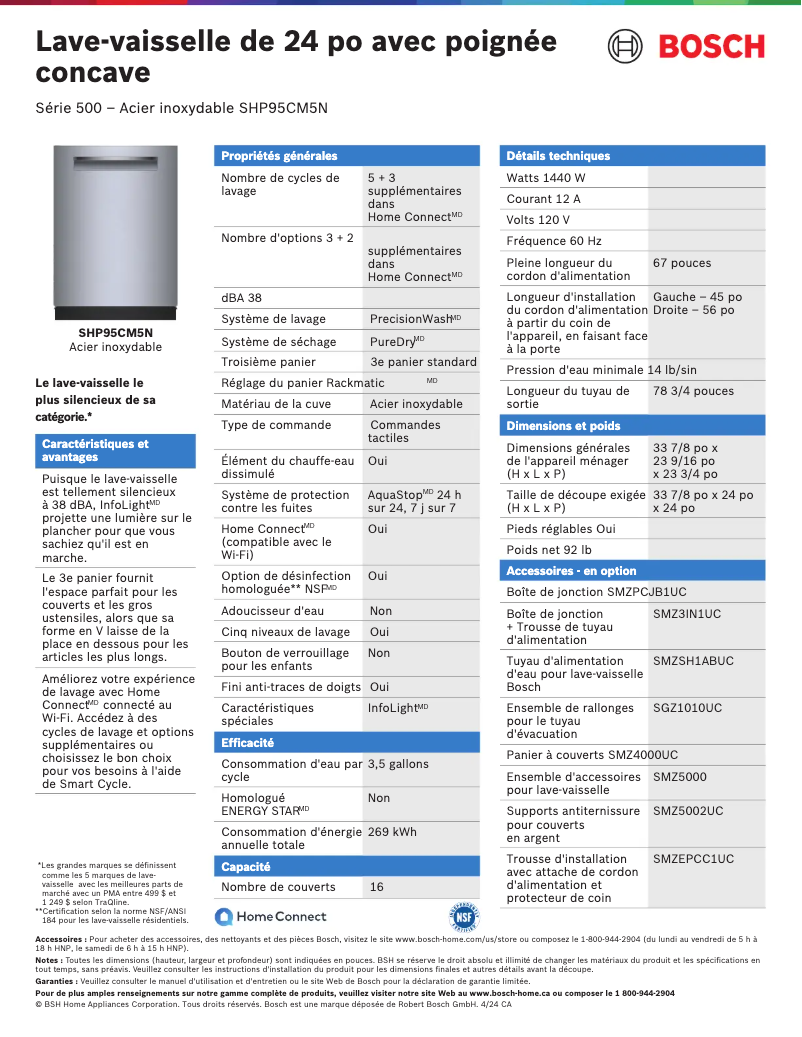 Página nº 1 - Ficha técnica Bosch SHP95CM5N