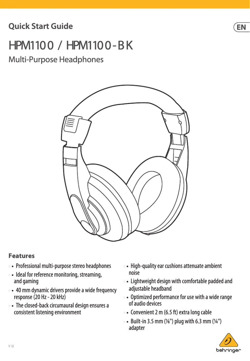 Imagen de la primera página del manual del dispositivo HPM1100