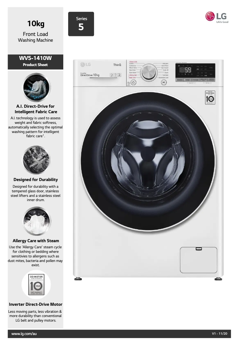 Imagen de la primera página del manual del dispositivo WV5-1410W