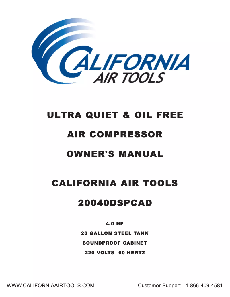 Página 1 del manual Manual de usuario California Air Tools 20040DSPCAD