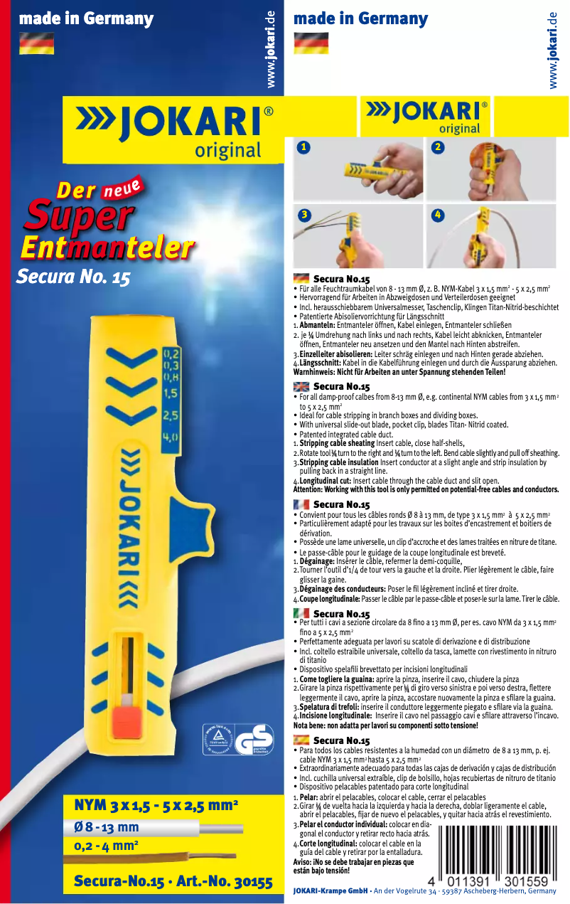 Página 1 del manual Manual de usuario Jokari Secura No. 15