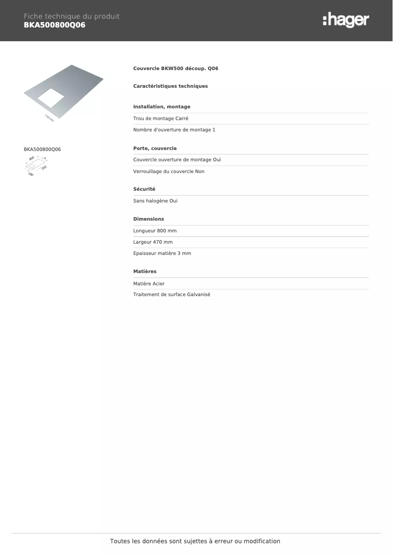 Imagen de la primera página del manual del dispositivo BKA500800Q06