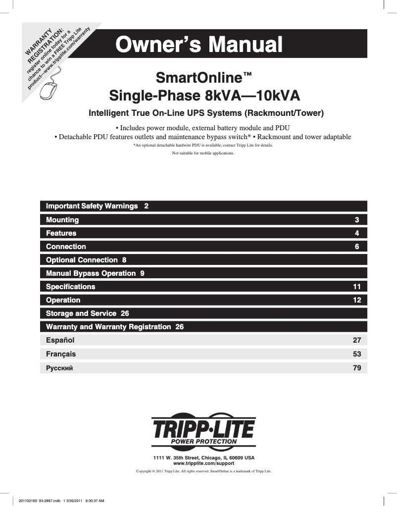 Imagen de la primera página del manual del dispositivo SmartOnline SU10000RT3UG
