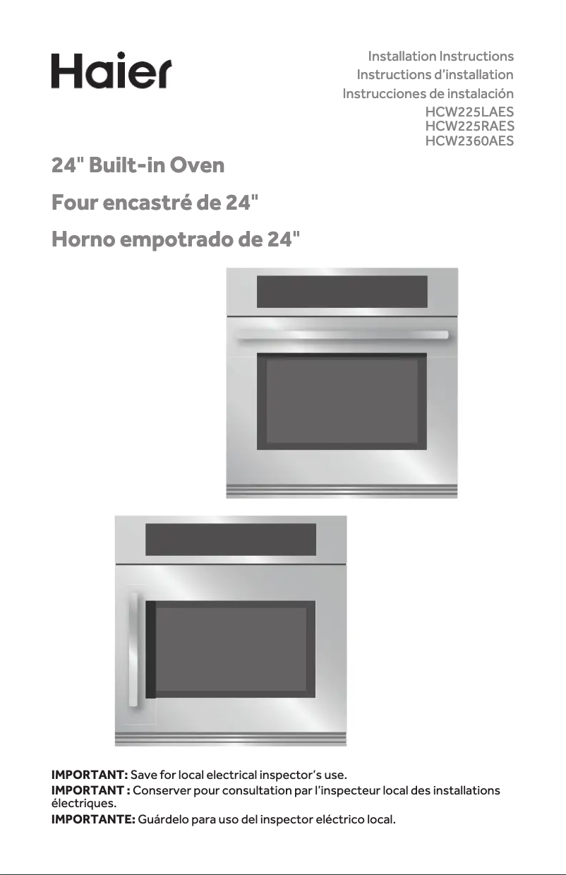 Página 1 del manual Guía de instalación Haier HCW225RAES