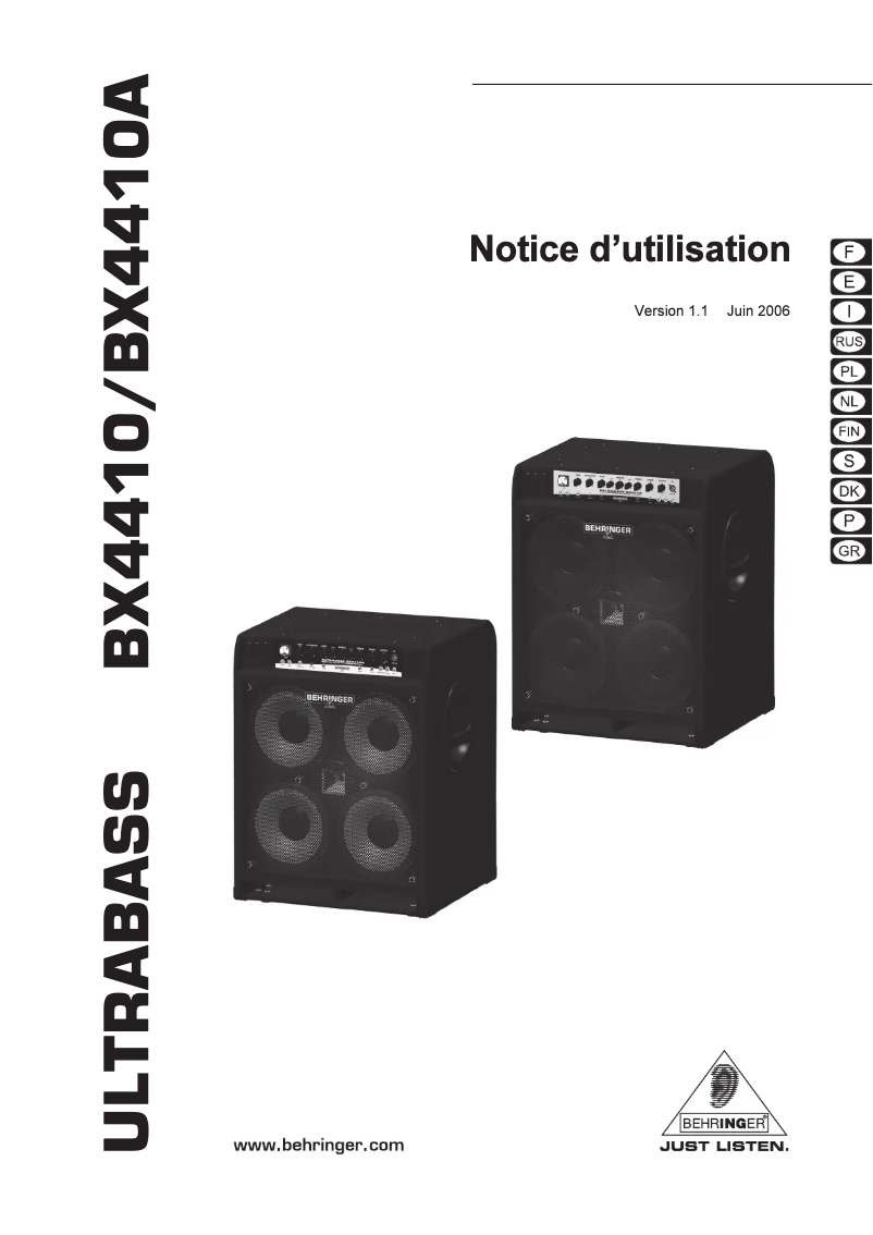 Página 1 del manual Manual de usuario Behringer Ultrabass BX4410A
