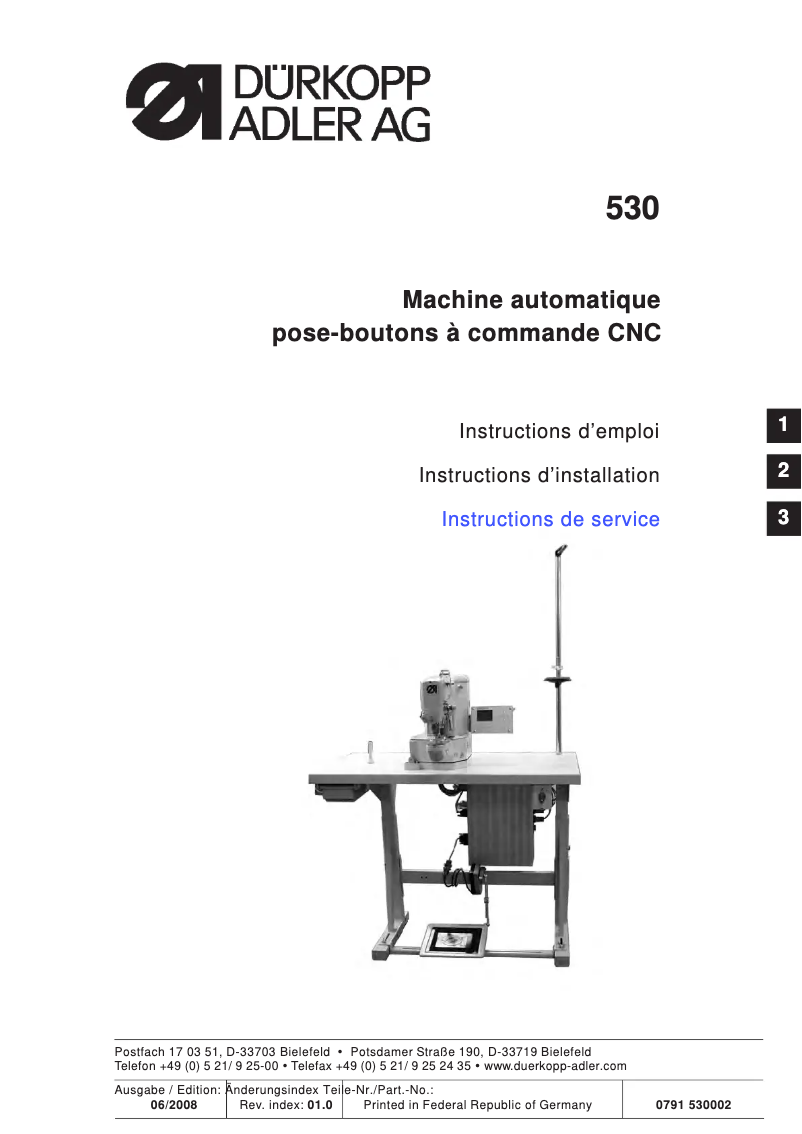 Página 1 del manual Manual de usuario Dürkopp Adler 530