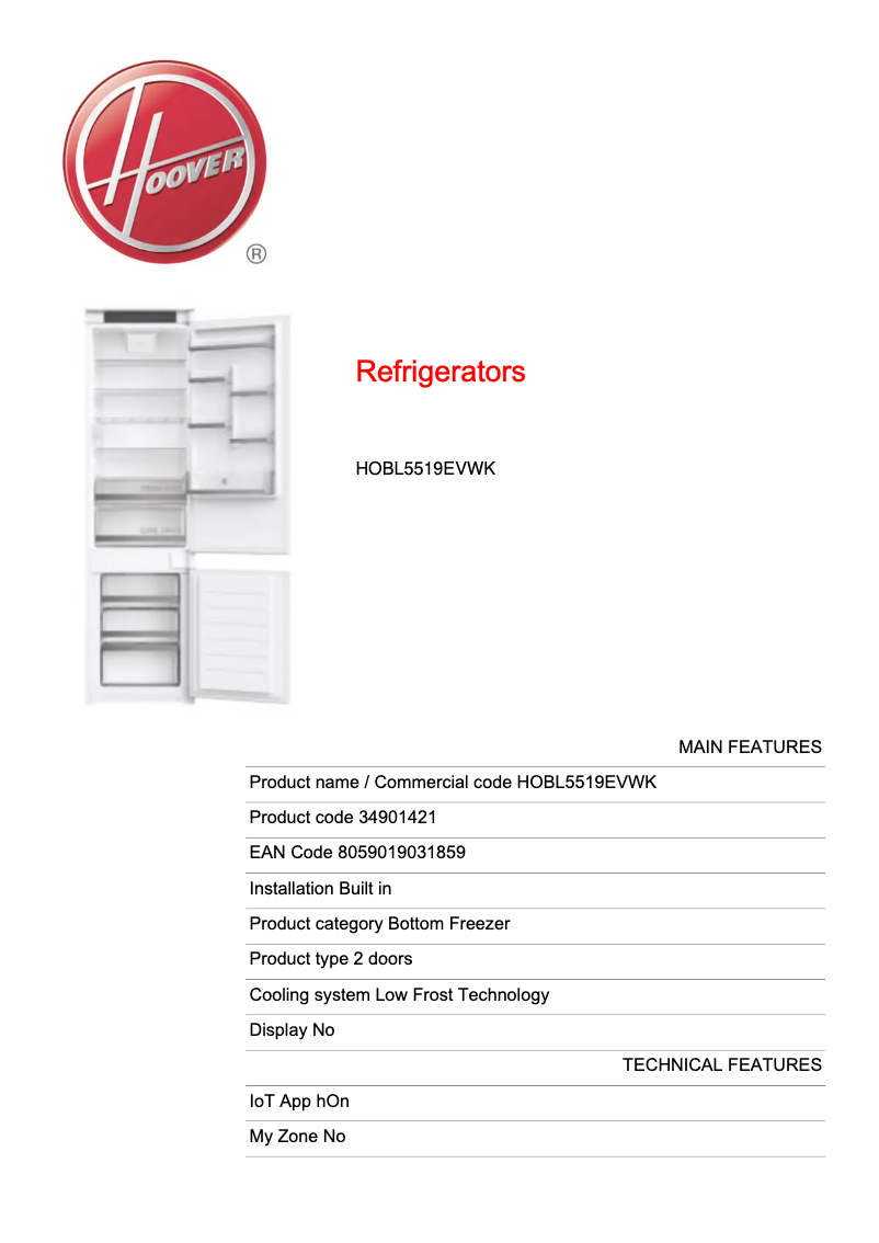 Imagen de la primera página del manual del dispositivo HOBL5519EVWK