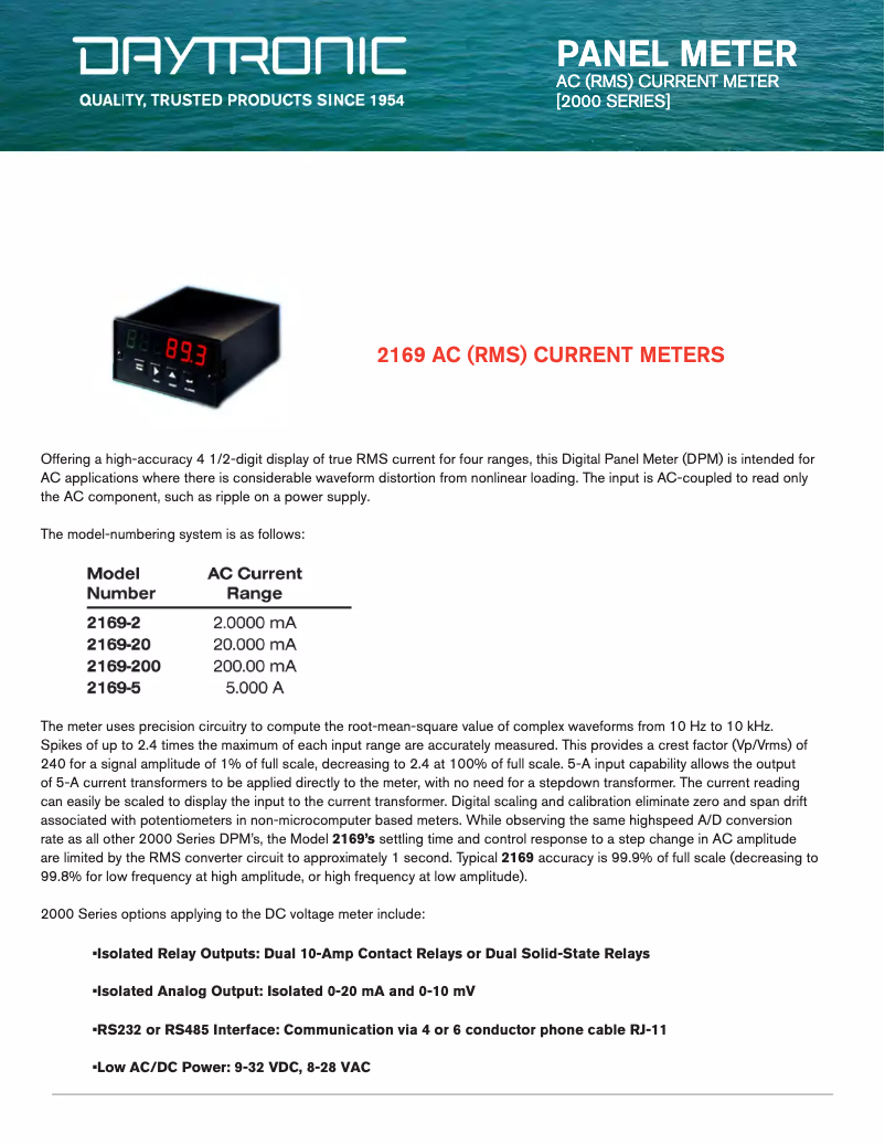 Imagen de la primera página del manual del dispositivo 2169-200