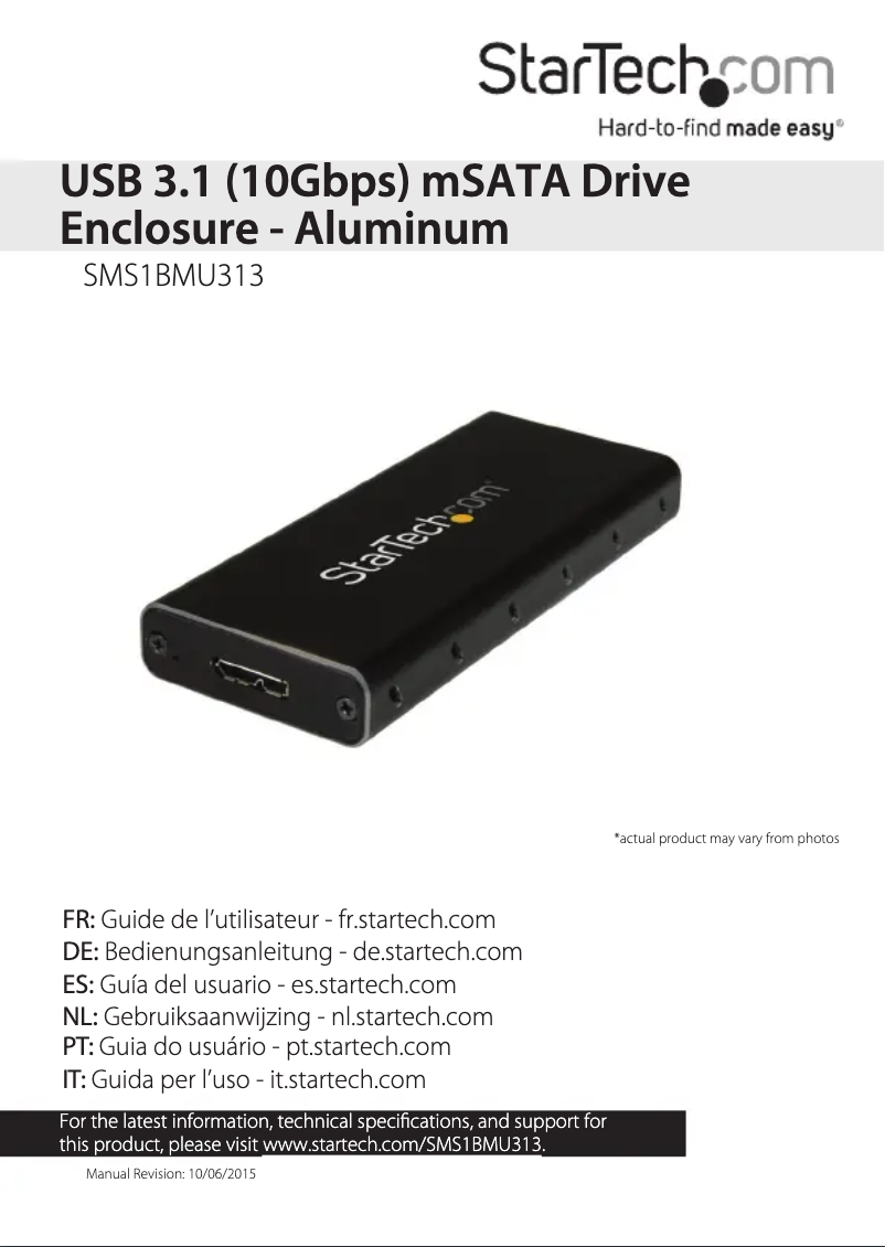 Imagen de la primera página del manual del dispositivo SMS1BMU313