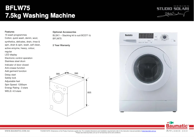 Imagen de la primera página del manual del dispositivo BFLW75