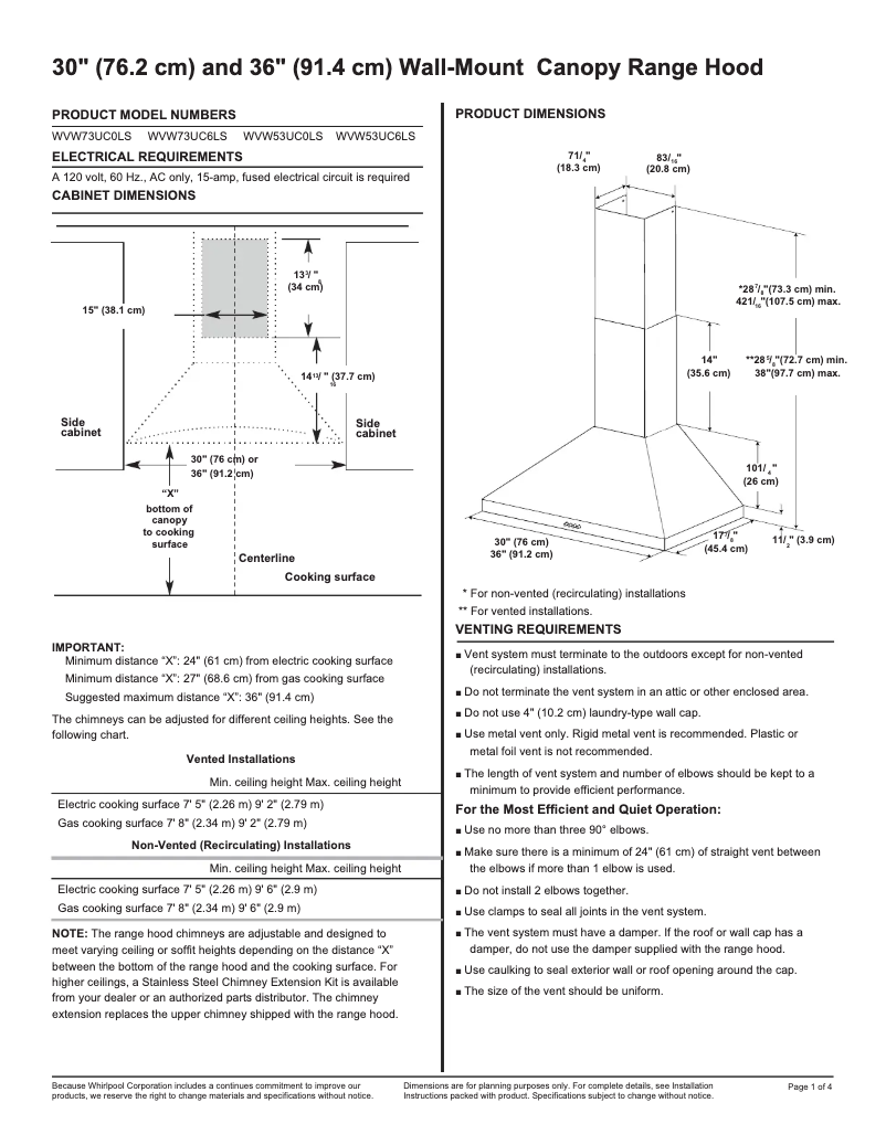 Imagen de la primera página del manual del dispositivo WVW73UC6LS