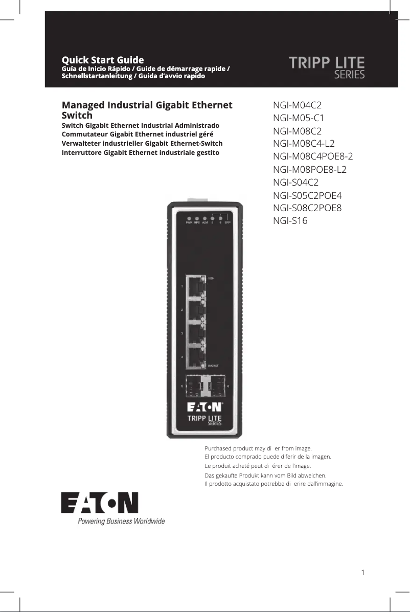 Imagen de la primera página del manual del dispositivo NGI-S05C2POE4