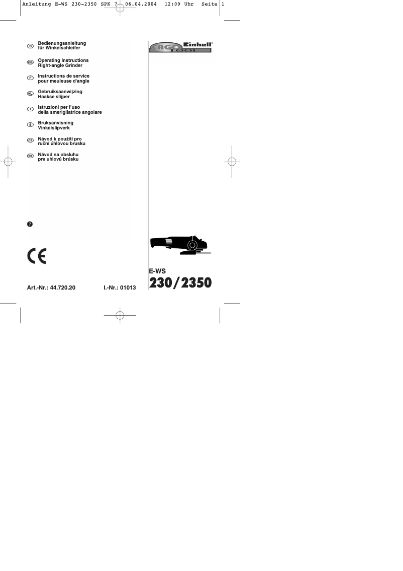 Imagen de la primera página del manual del dispositivo E-WS 230/2350