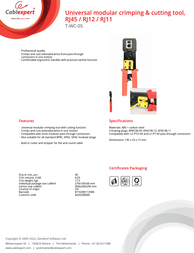 Imagen de la primera página del manual del dispositivo T-WC-05